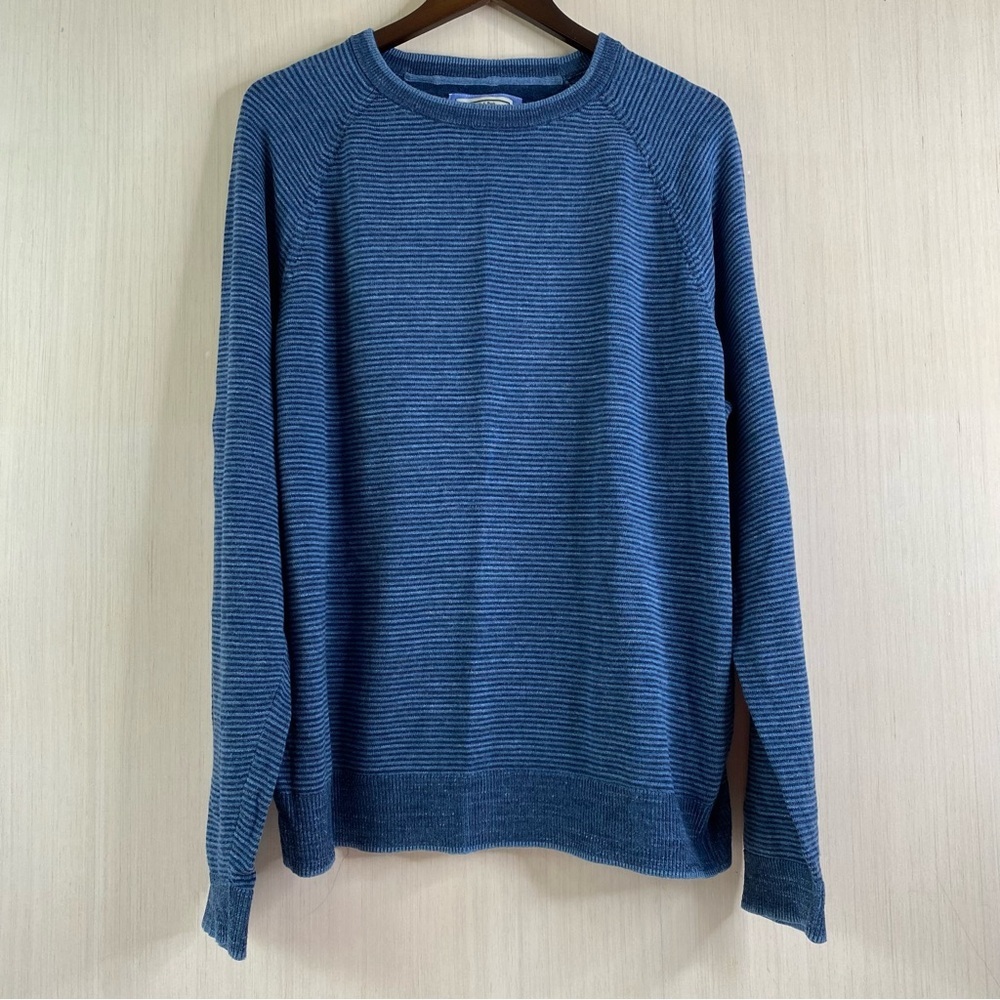 Jos. A. Bank Men’s 1905 Crewneck Raglan Sleeve Sweater Blue Stripe Size XXL